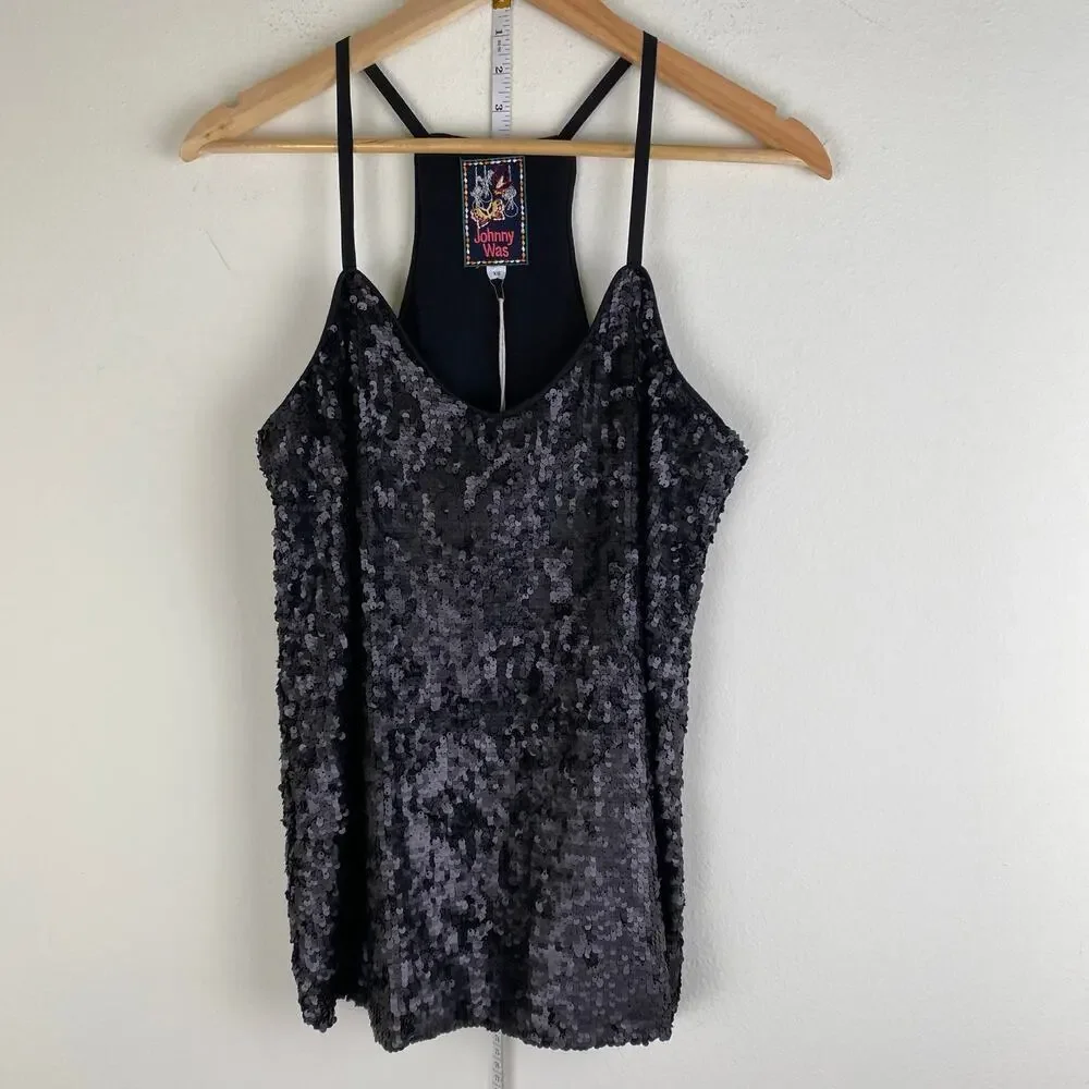 NWT Johnny Was Etta Black Sequin Camisole Tank Size XS - Picture 9 of 16